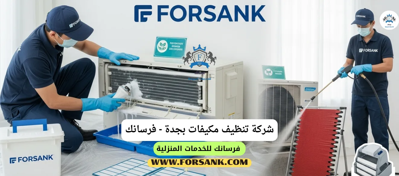فريق فرسانك يستخدم معدات متخصصة لغسيل مكيف سبليت بعمق في جدة